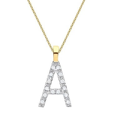 9K Gold & Diamond Letter Pendant Small - E - Pobjoy Diamonds