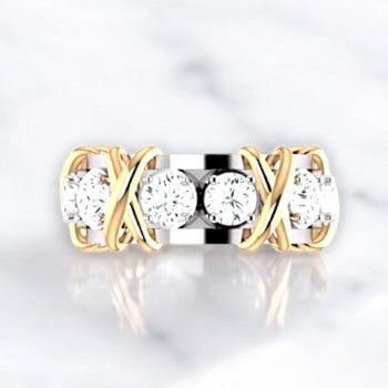 Platinum & Gold Ten Stone Lab Diamond Cocktail or Eternity Ring