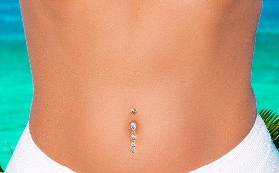 Graduated Pear Lab Diamond Belly Ring 1.10 Carats - Pobjoy Diamonds