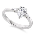 Pear Cut Diamond & Side Baguettes Ring - Pobjoy Diamonds