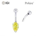 Prong Set Intense Yellow Pear Lab Diamond Belly Ring