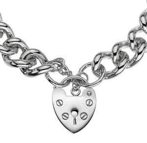 Deluxe Sterling Silver Thick Curb Padlock Bracelet