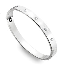 Load image into Gallery viewer, Sterling Silver Hinged Bangle With Lab Grown Diamonds