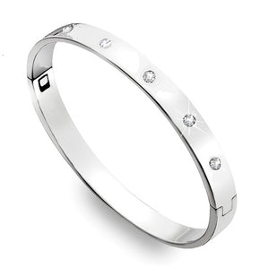 Sterling Silver Hinged Bangle With Lab Grown Diamonds