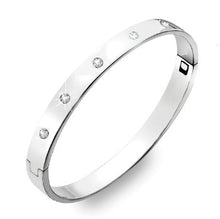 Load image into Gallery viewer, Sterling Silver Hinged Bangle With Lab Grown Diamonds