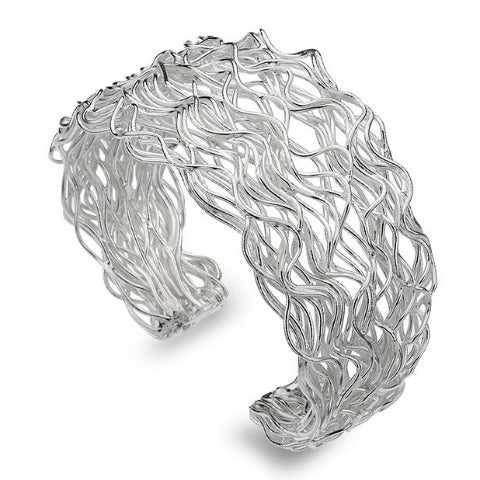 Ladies Sterling Silver Weave Bangle