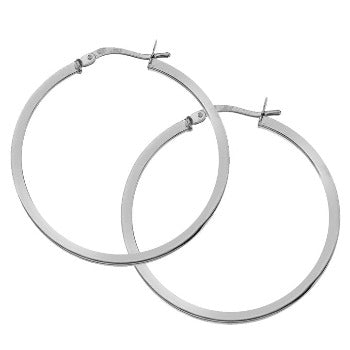 Sterling Silver Large Round Hoop Earrings