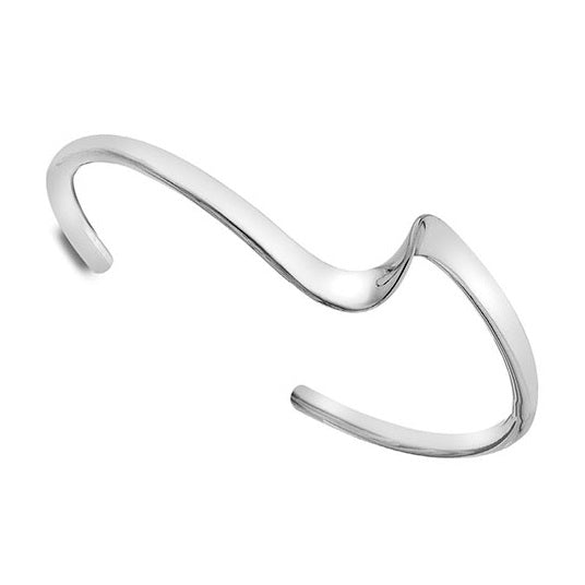 Sterling Silver Wave Torque Bangle - Pobjoy Diamonds