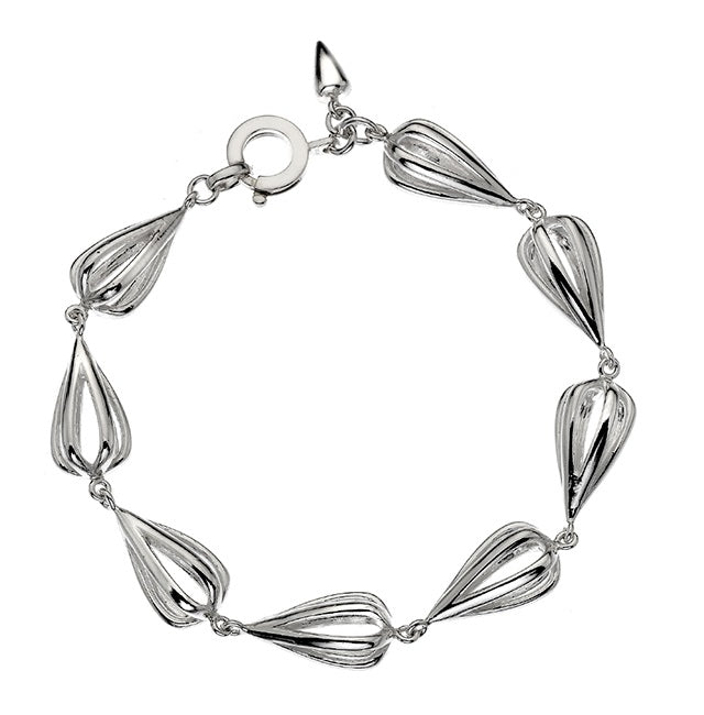 Ladies Sterling Silver Flower Bud Bracelet