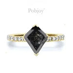 Salt & Pepper Kite Diamond Shoulder Ring 1.28 Carat - Pobjoy Diamonds