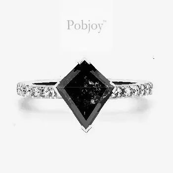 Salt & Pepper Kite Diamond Shoulder Ring 1.28 Carat - Pobjoy Diamonds