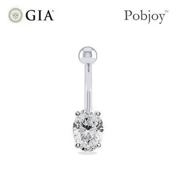 Prong Set Oval Diamond Belly Ring G/Si1- Choice Of Carat Weights - Pobjoy Diamonds