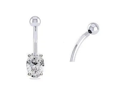 Prong Set Oval Diamond Belly Ring G/Si1- Choice Of Carat Weights - Pobjoy Diamonds