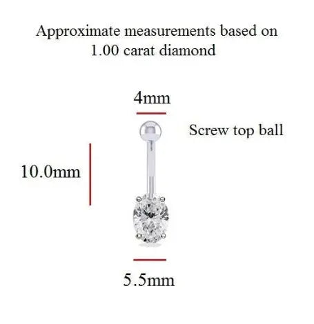 Prong Set Oval Diamond Belly Ring G/Si1- Choice Of Carat Weights - Pobjoy Diamonds