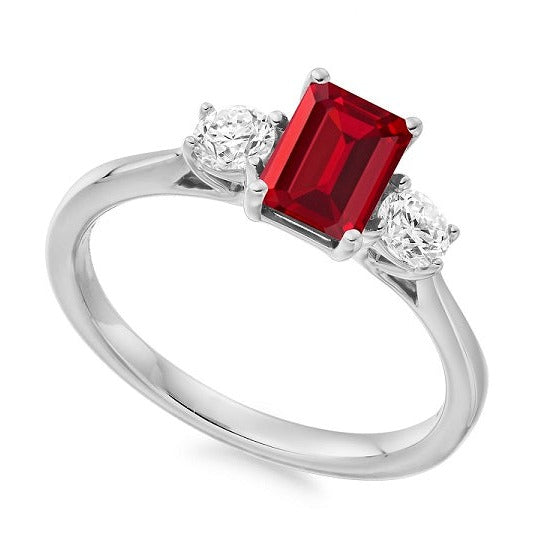 Ruby With Side Diamonds Ring 1.49 Carats Total