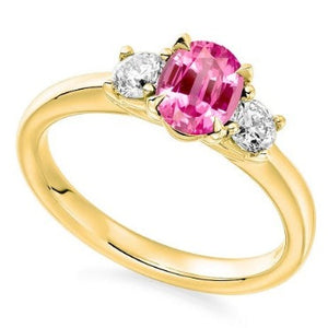 18K Gold Diamond And Pink Sapphire Ring 1.55 Carats E/VS1