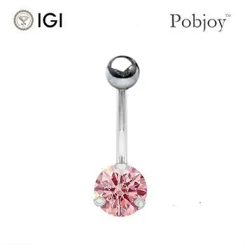 Titanium Fancy Vivid Pink Lab Diamond Belly Ring 0.50 Carat - Pobjoy Diamonds