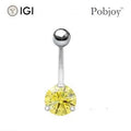 Titanium Fancy Vivid Yellow Lab Diamond Belly Ring 0.60 Carat