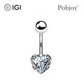 Titanium One Carat Heart Lab Diamond Belly Ring