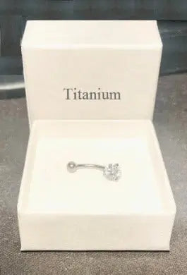 Titanium lab diamond belly ring