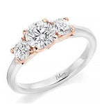 18K Rose Gold & Platinum 1.50 Carat Diamond Trilogy Ring - Pobjoy Diamonds