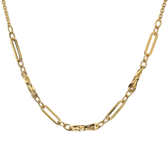 9K Yellow Gold Trombone Necklace - Pobjoy Diamonds