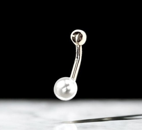 Akoya Pearl Gold or Platinum Belly Ring - Pobjoy Diamonds