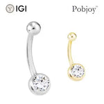 Lab Diamond Solitaire Belly Ring