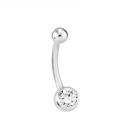 Lab Diamond Solitaire Belly Ring