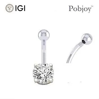 Prong Set Lab Diamond Belly Ring F/VS1 - Choice Of Carat Weights - Pobjoy Diamonds