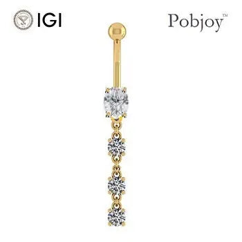 Four Stone Lab Diamond Drop Belly Ring 1.30 Carats - E/VS1 - Pobjoy Diamonds