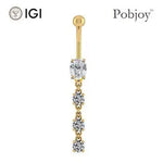 Four Stone Lab Diamond Drop Belly Ring 1.30 Carats - E/VS1 - Pobjoy Diamonds