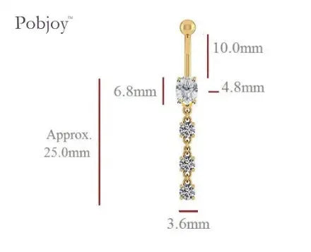 Four Stone Lab Diamond Drop Belly Ring 1.30 Carats - E/VS1 - Pobjoy Diamonds