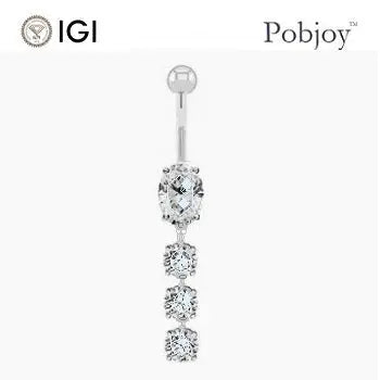 Platinum Four Stone Lab Diamond Drop Belly Ring 1.45 Carats - E/VS1 - Pobjoy Diamonds