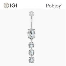 Load image into Gallery viewer, Platinum Four Stone Lab Diamond Drop Belly Ring 1.45 Carats - E/VS1