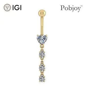 Four Stone Lab Diamond Heart Drop Belly Ring 1.30 Carats - E/VS1 - Pobjoy Diamonds