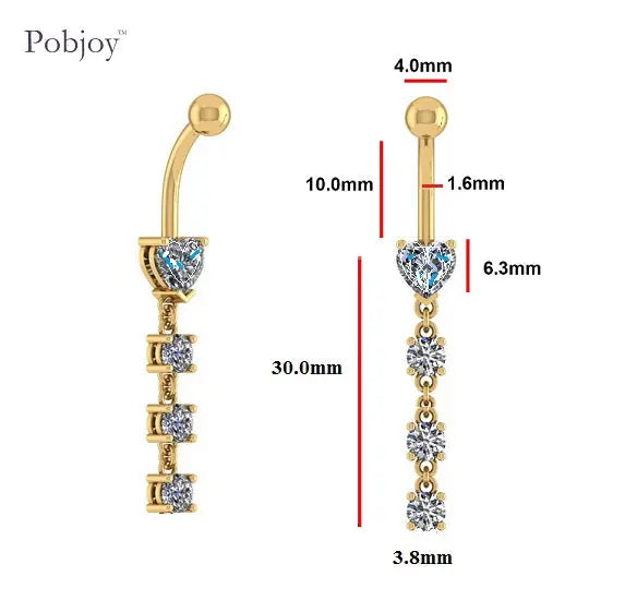 Four Stone Lab Diamond Heart Drop Belly Ring 1.30 Carats - E/VS1 - Pobjoy Diamonds