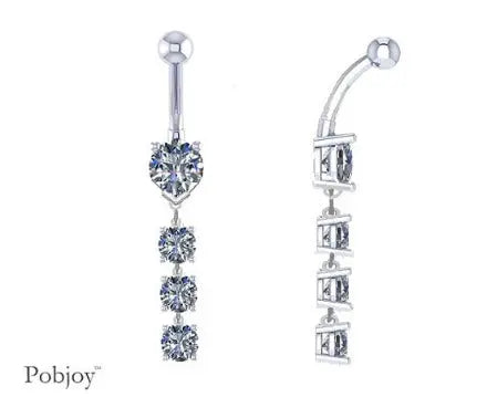 Four Stone Lab Diamond Heart Drop Belly Ring 1.30 Carats - E/VS1 - Pobjoy Diamonds