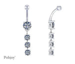 Platinum Four Stone Lab Diamond Heart Belly Ring 1.30 Carats - E/VS1 - Pobjoy Diamonds