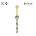 Four Stone Graduated Lab Diamond Heart Belly Ring 1.10 Carats - E/VS1