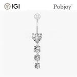 Platinum Graduated Lab Diamond Heart Belly Ring 1.10 Carats - E/VS1 - Pobjoy Diamonds