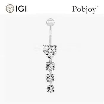 Platinum Graduated Lab Diamond Heart Belly Ring 1.10 Carats - E/VS1 - Pobjoy Diamonds