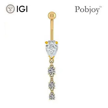 Four Stone Graduated Pear Lab Diamond Belly Ring 1.10 Carats - E/VS1 - Pobjoy Diamonds