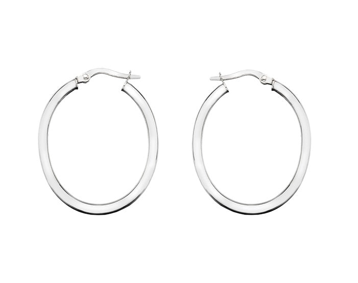 9K Gold Oval Hoop Earrings