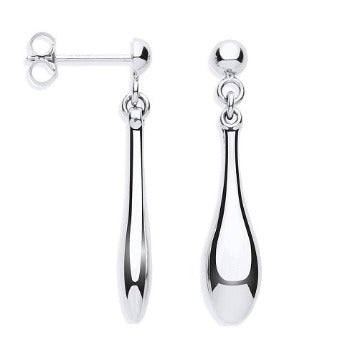 9K White Gold Drop Teardrop Earrings 