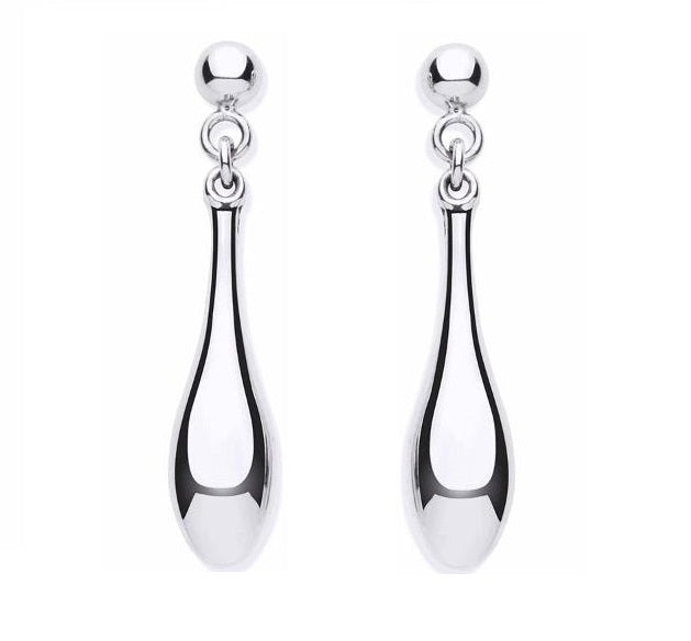 9K White Gold Drop Teardrop Earrings - Pobjoy Diamonds