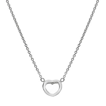 9K White Gold Open Heart Pendant & Neck Chain - Pobjoy Diamonds