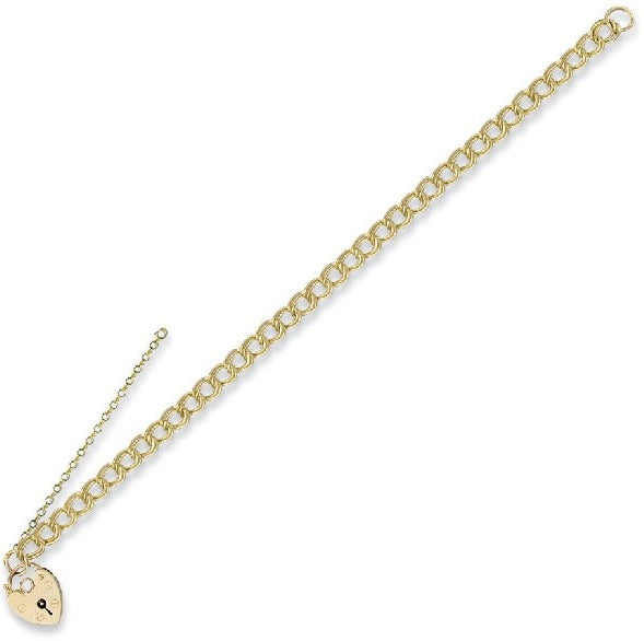 9K Gold Ladies Curb Bracelet & Padlock - Pobjoy Diamonds