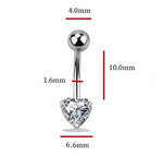 1.20 Carat Silver & Titanium Heart Lab Diamond Belly Ring D/VS1 - Pobjoy Diamonds