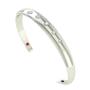 Graduated Diamond Studded Platinum Bangle Cuff - Pobjoy Diamonds